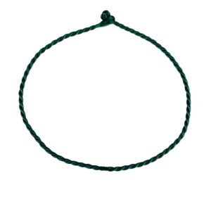 A green string with a knot around it.