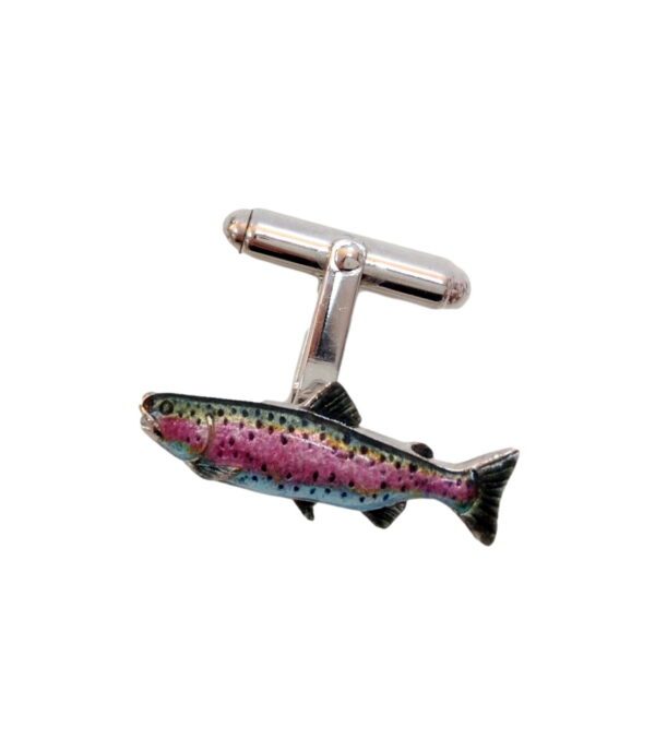 A close up of a fish cufflinks