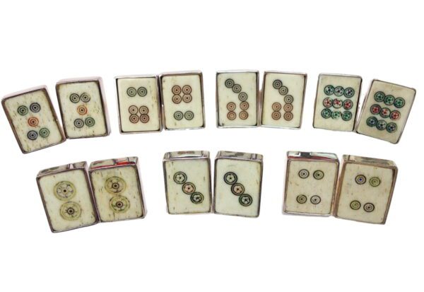 A set of 1 2 playing cards with different designs.