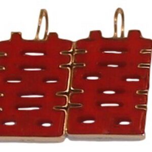 A pair of red earrings with gold accents.