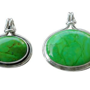 Two green pendants are shown side by side.