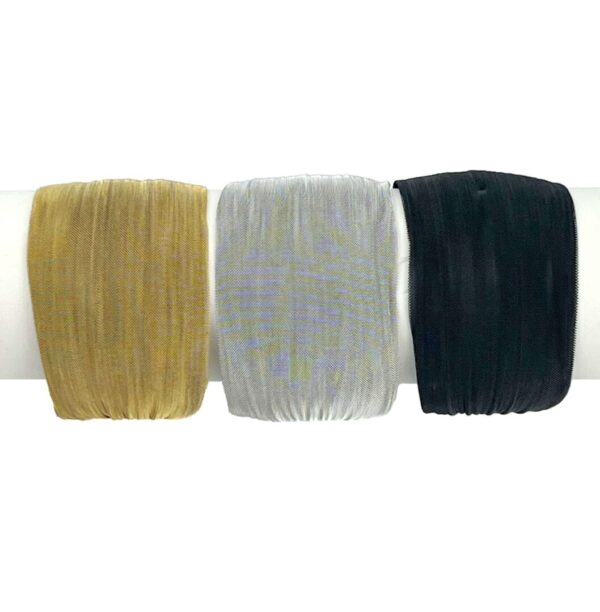 A group of three bracelets that are all different colors.
