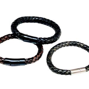 A group of three bracelets that are different colors.